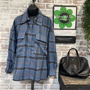 Hers & Mine Blue Plaid Shirt jacket medium